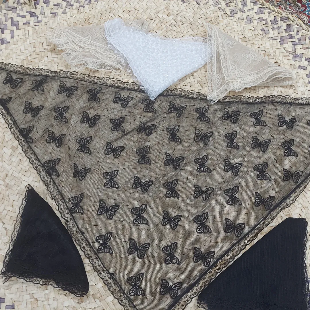 اسکارف اعلا سه گوش حریر تور زیبا